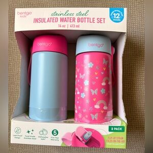 Bentgo Kids Pink and Blue Insulated Water Bottle Set